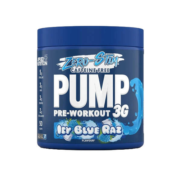Pre-Workout-Präparat mit stimulierenden Wirkstoffen – Pump 3G Pre-Workout (Zero Stimulant), Icy Blue Raz (EAN 5056555204993) - 375g