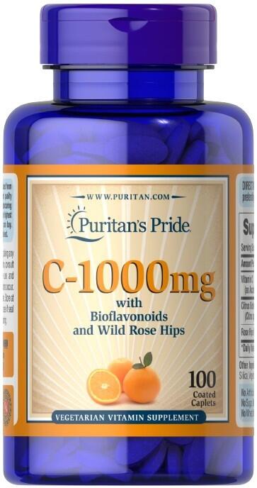 Puritan's Pride Vitamin C-1000 mg with Bioflavonoids & Rose Hips (100 Caplets)